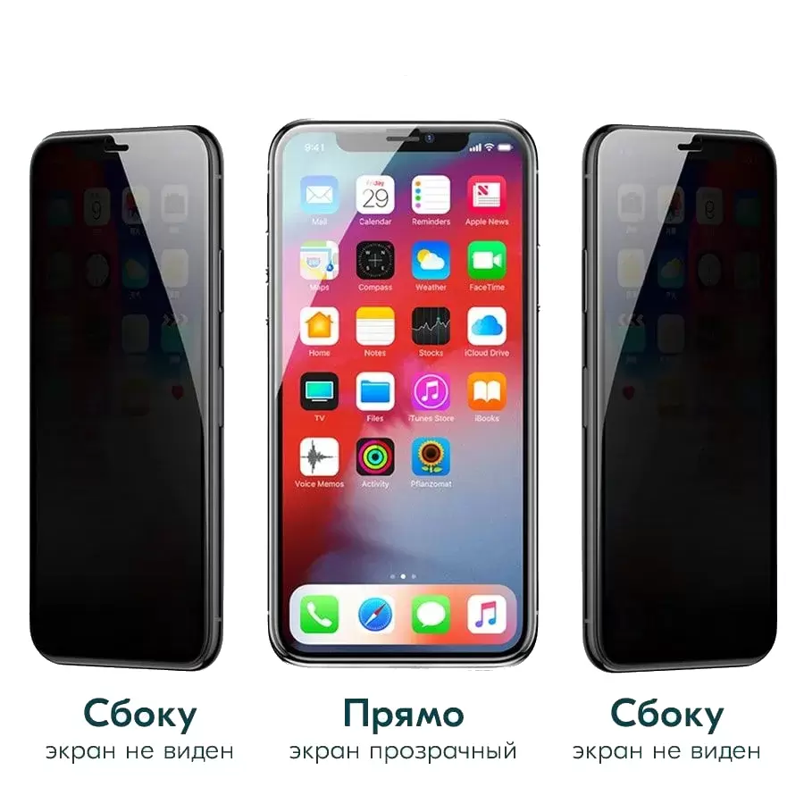Защитное стекло глянцевое Remax антишпион для Apple