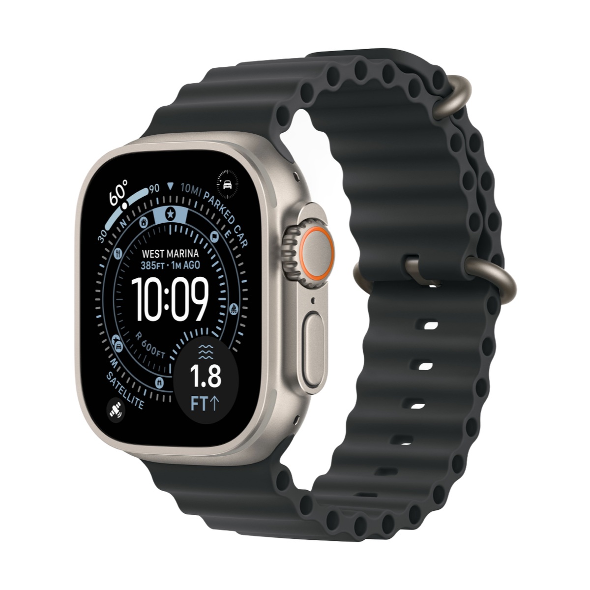 Умные часы Apple Watch Ultra 3, 49 мм, Natural Titanium, ремешок Black Ocean Band