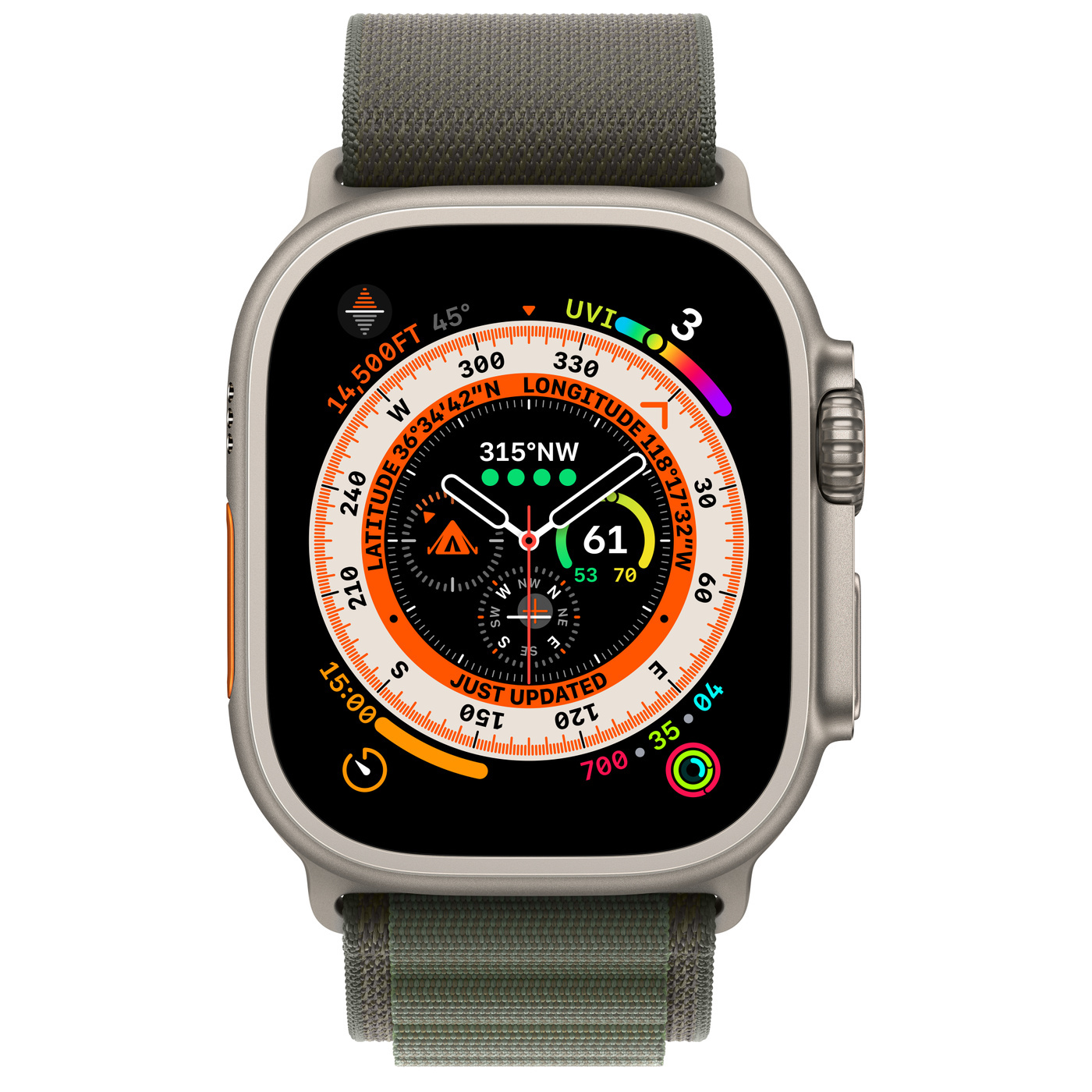 Часы Apple Watch Ultra 49 мм Titanium Case with Green Alpine Loop M