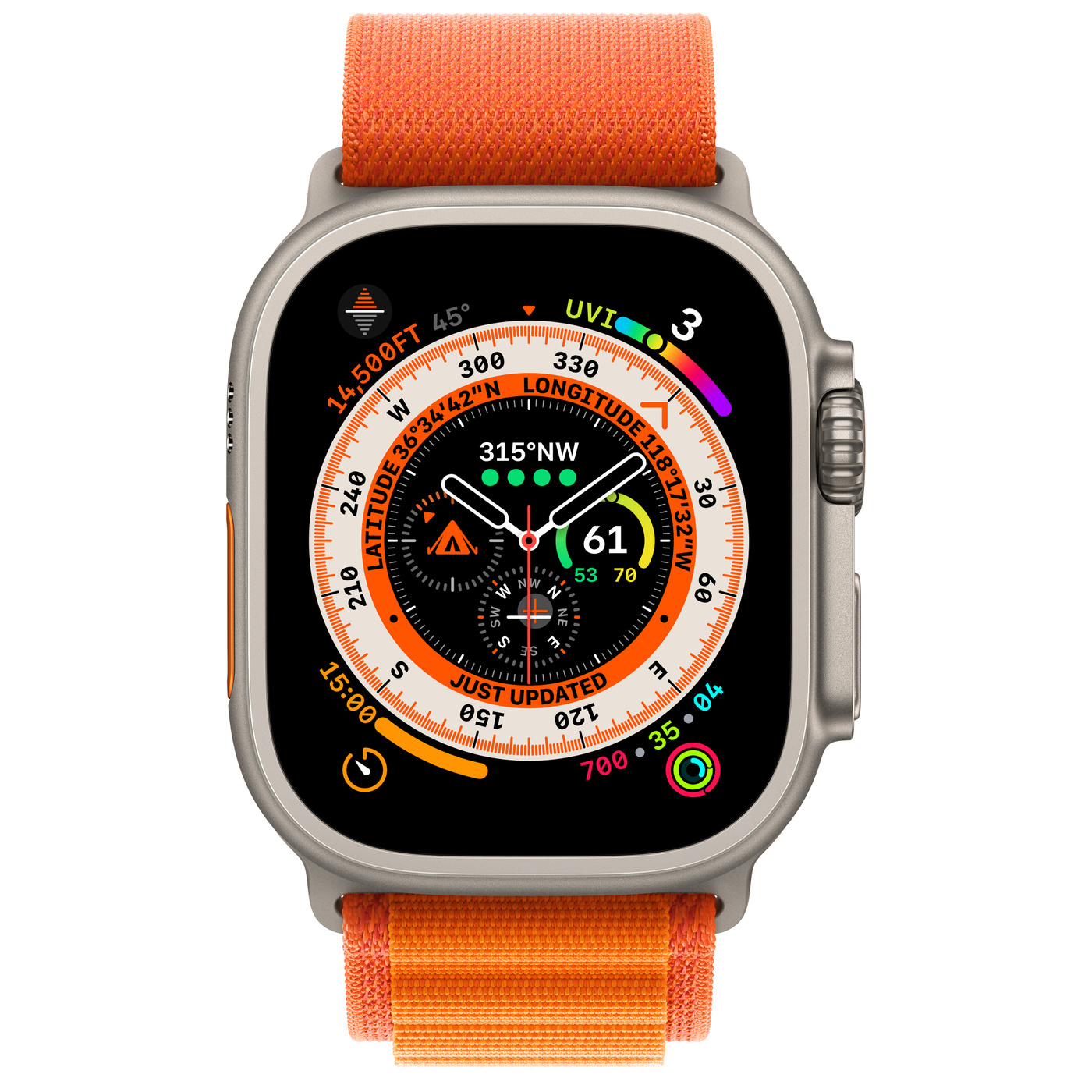 Часы Apple Watch Ultra 49 мм Titanium Case with Orange Alpine Loop L