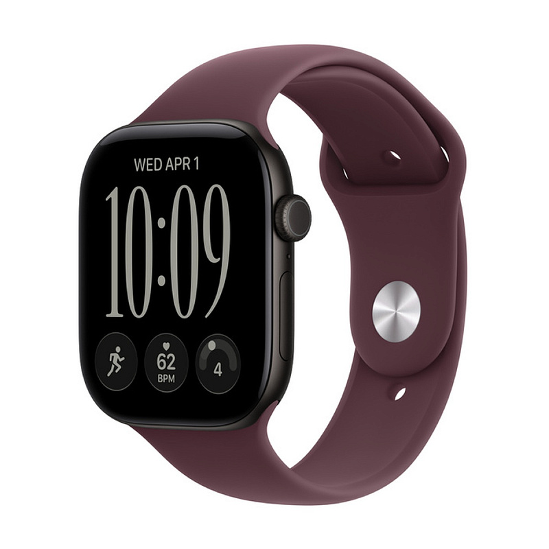 Смарт-часы Apple Watch Series 12 GPS 46mm Black Aluminium, Burgundy Sport Band, размер M/L