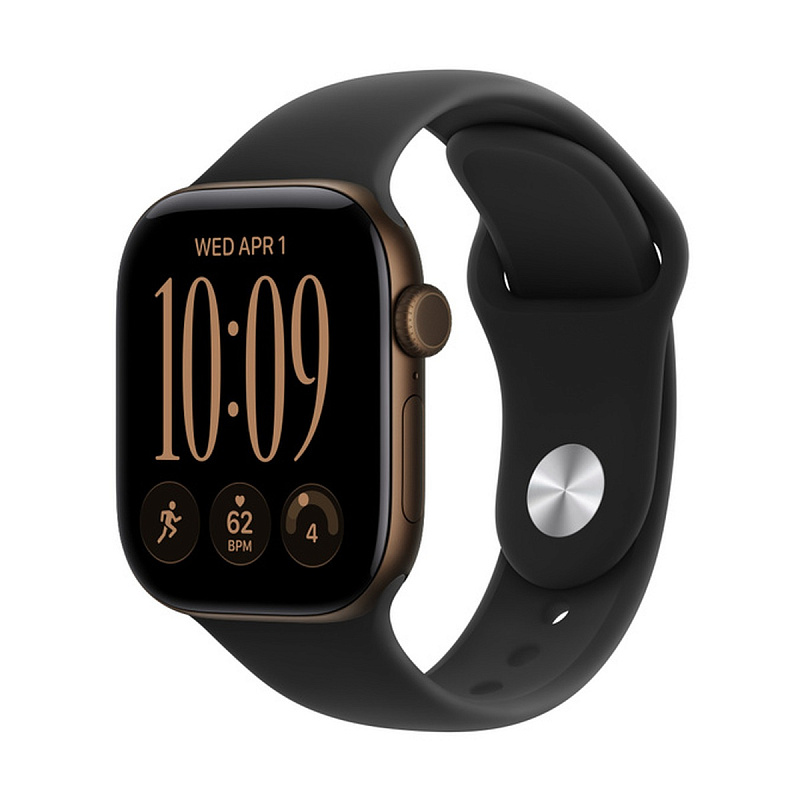 Смарт-часы Apple Watch Series 12 GPS 42mm Dark Bronze Aluminium, Black Sport Band, размер S/M