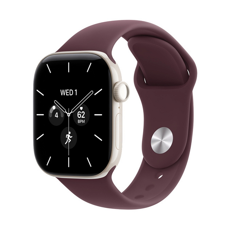 Смарт-часы Apple Watch Series 12 GPS + Cellular 42mm Pearl White Ceramic, Burgundy Sport Band, размер S/M