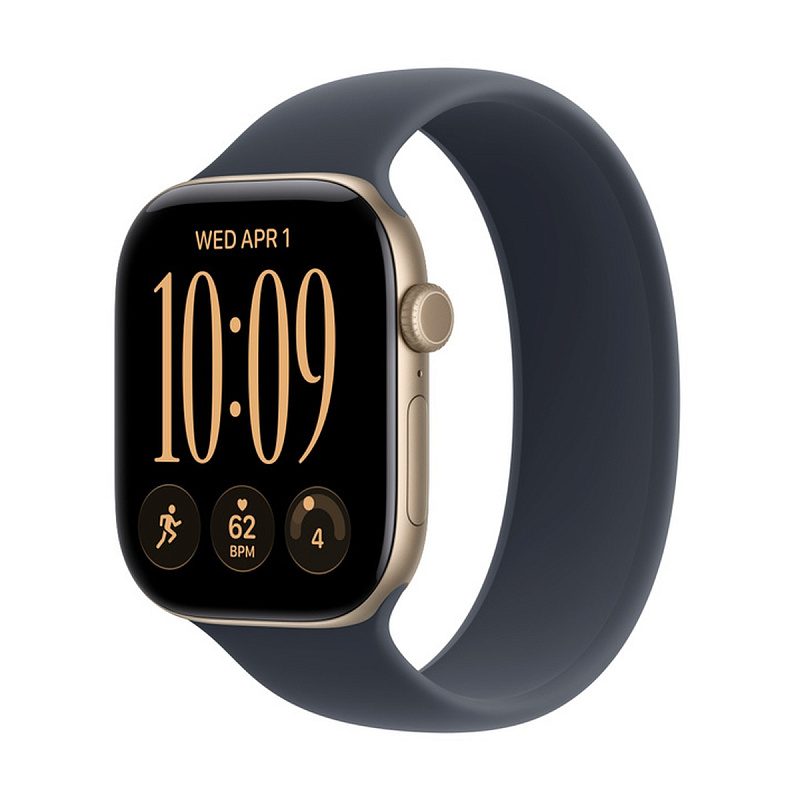 Смарт-часы Apple Watch Series 12 GPS 46mm Light Gold Aluminium, Navy Blue Solo Loop