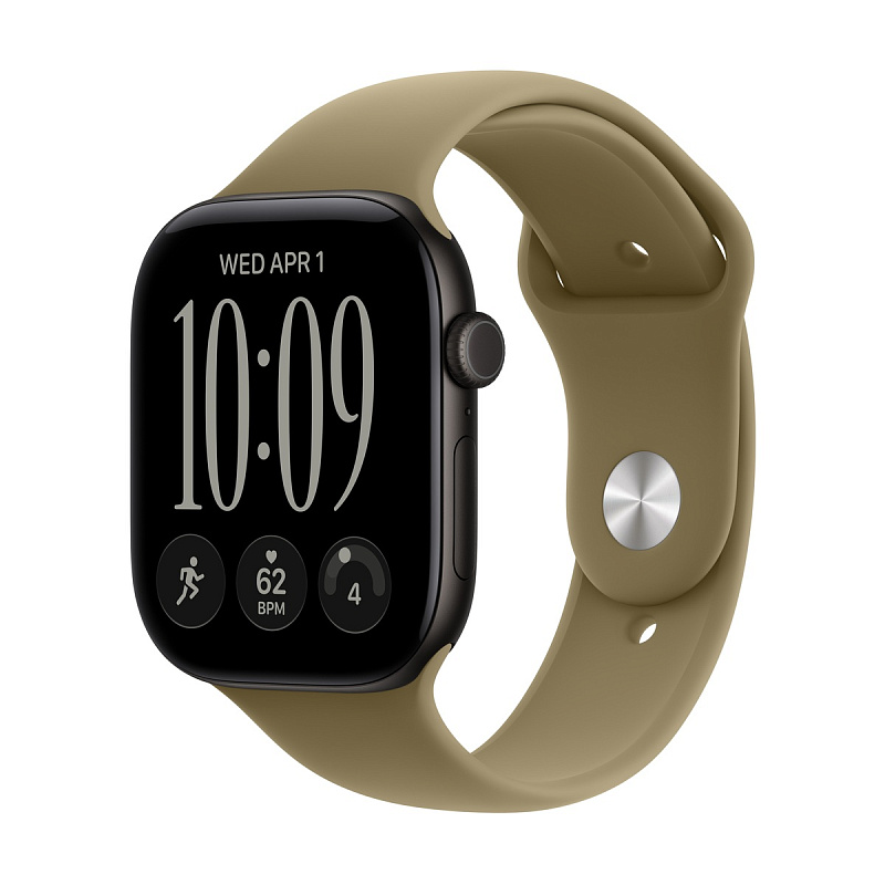 Смарт-часы Apple Watch Series 12 GPS 46mm Black Aluminium, Olive Sport Band, размер M/L
