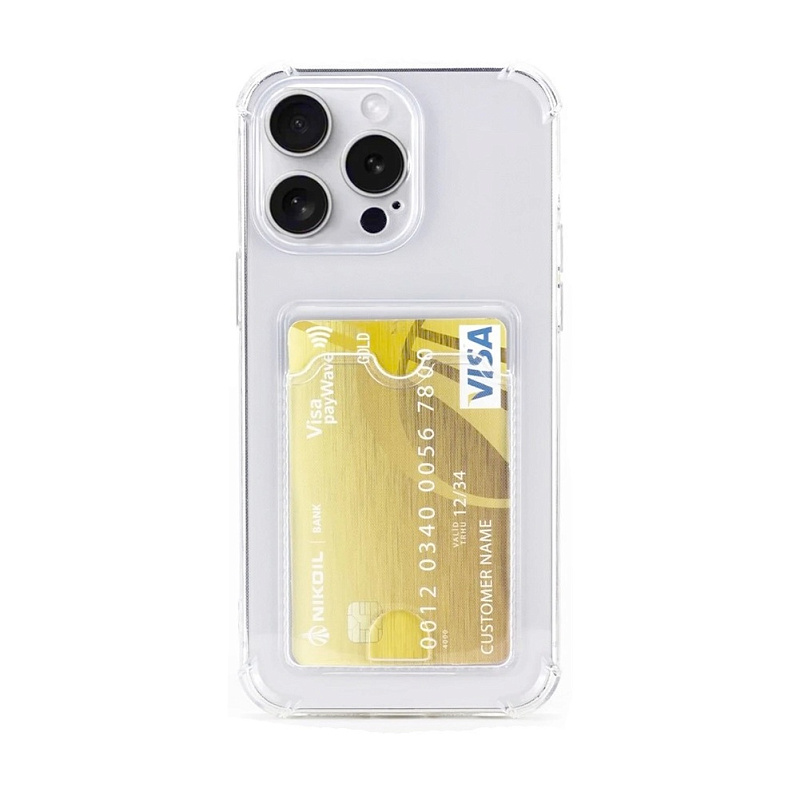Чехол Silicone Card Case для iPhone 15 Pro Прозрачный