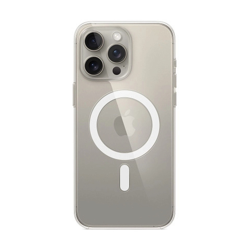 Силиконовый чехол для iPhone 15 Pro Max Прозрачный с MagSafe