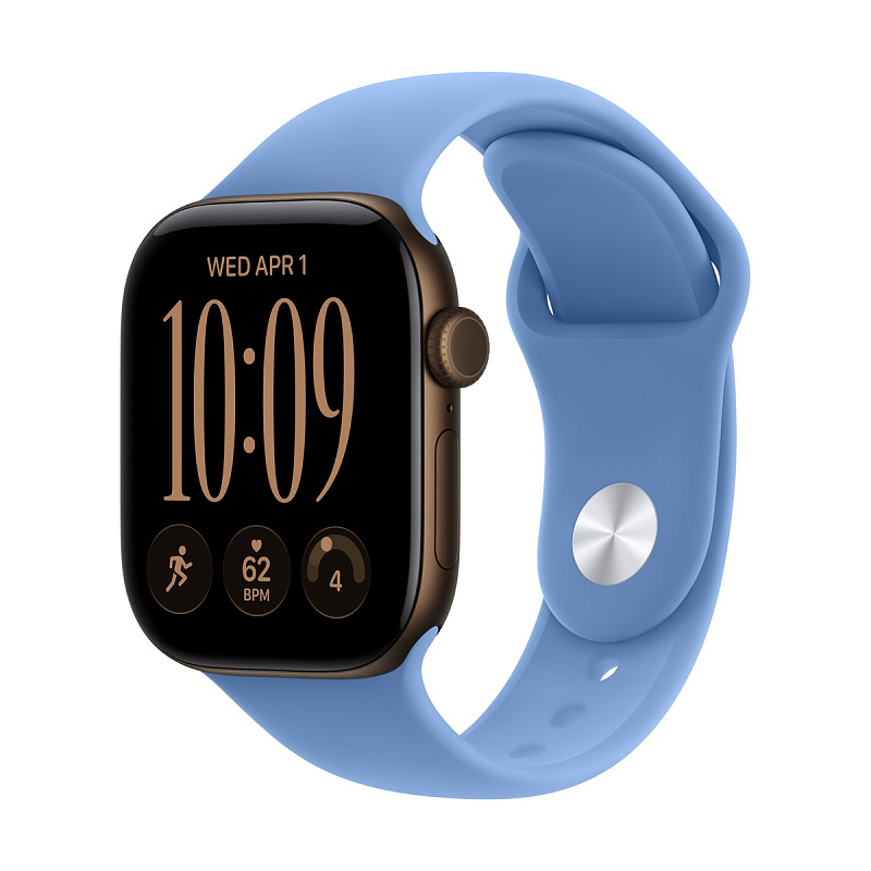 Смарт-часы Apple Watch Series 12 GPS 42mm Dark Bronze Aluminium, Wildflower Blue Sport Band, размер M/L