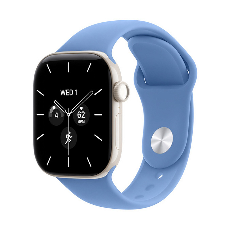 Смарт-часы Apple Watch Series 12 GPS + Cellular 42mm Pearl White Ceramic, Wildflower Blue Sport Band, размер S/M