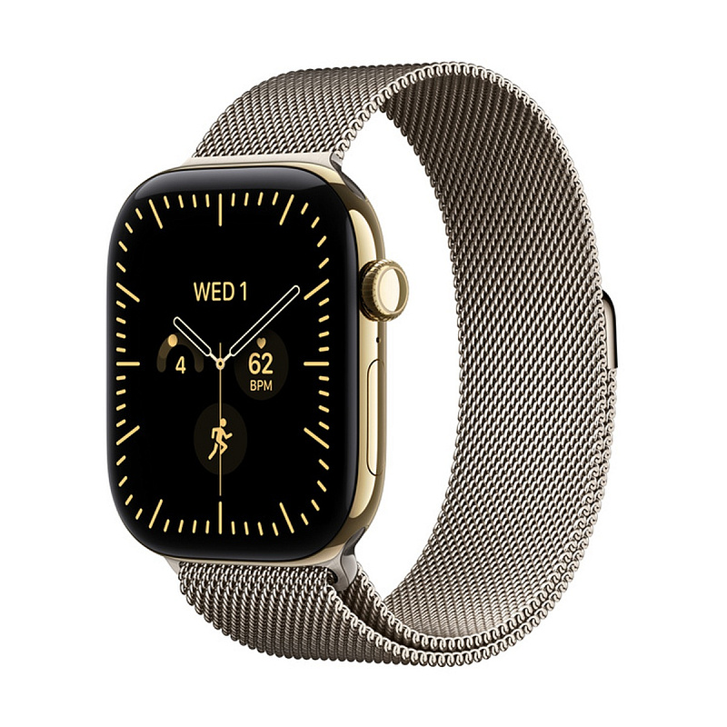 Смарт-часы Apple Watch Series 12 GPS + Cellular 46mm Radiant Gold Titanium, Natural Milanese Loop, размер M/L