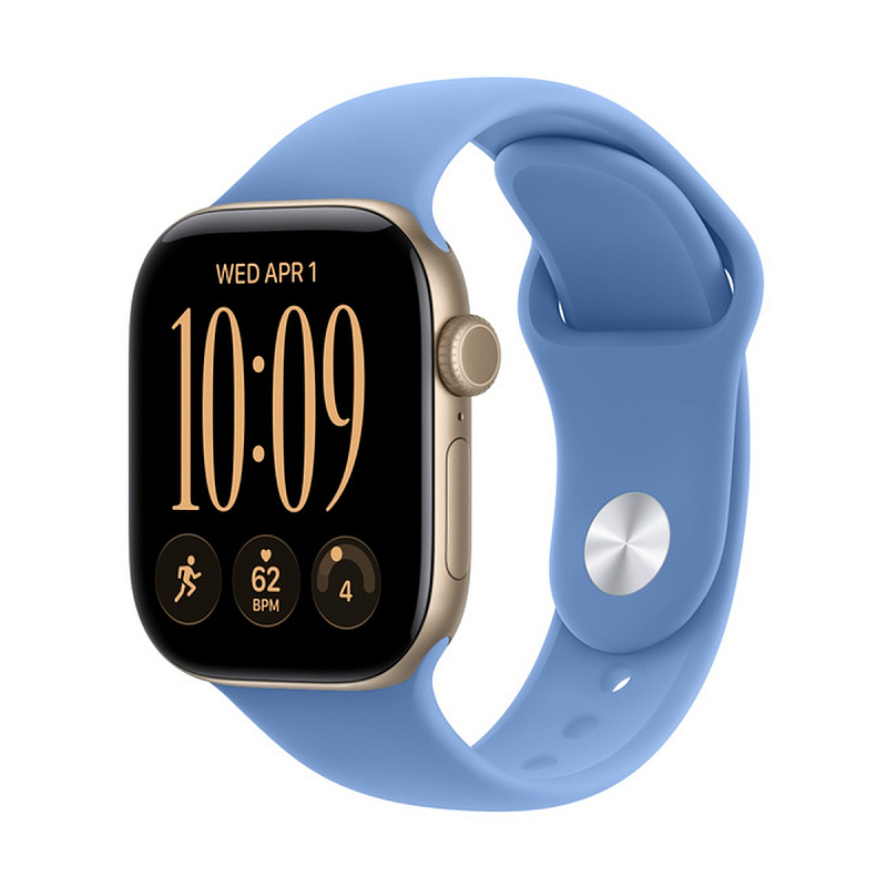Смарт-часы Apple Watch Series 12 GPS 42mm Light Gold Aluminium, Wildflower Blue Sport Band, размер S/M