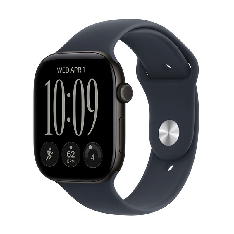 Смарт-часы Apple Watch Series 12 GPS 46mm Black Aluminium, Navy Blue Sport Band, размер S/M