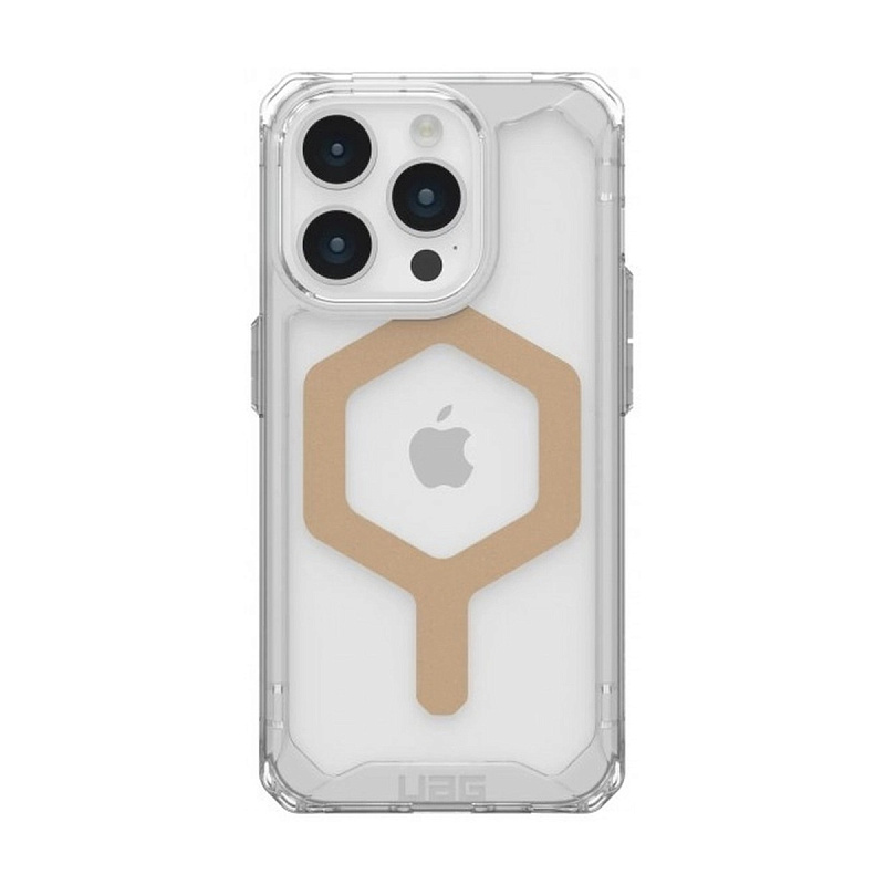 Чехол с поддержкой MagSafe Uag Plyo для iPhone 15 Pro 6.1", цвет прозрачный/золото (Ice/Gold)