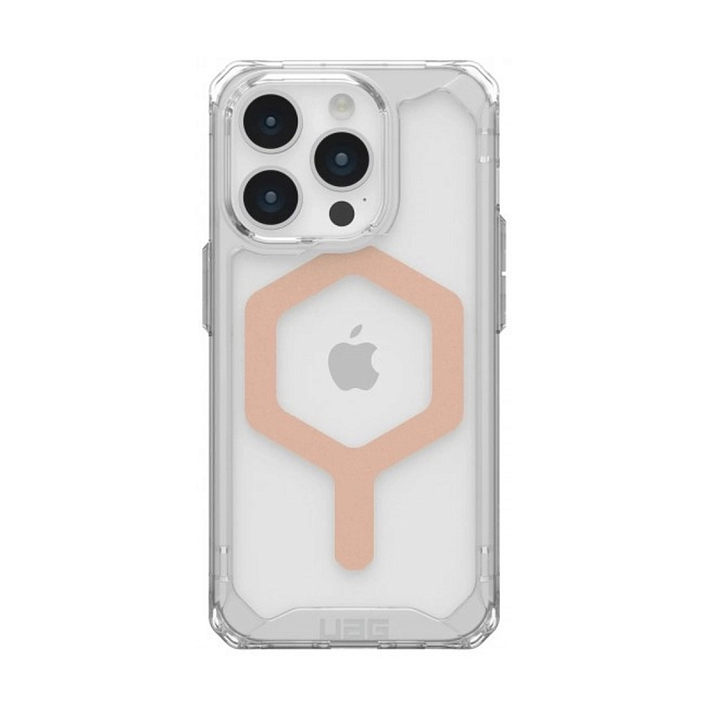 Чехол с поддержкой MagSafe Uag Plyo для iPhone 15 Pro 6.1", цвет прозрачный/розовое золото (Ice/Rose Gold)