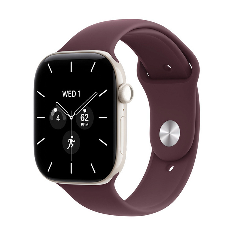 Смарт-часы Apple Watch Series 12 GPS + Cellular 46mm Pearl White Ceramic, Burgundy Sport Band, размер S/M