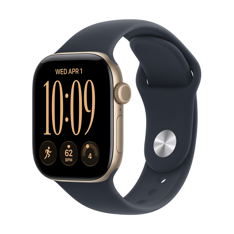 Смарт-часы Apple Watch Series 12 GPS 42mm Light Gold Aluminium, Navy Blue Sport Band, размер M/L