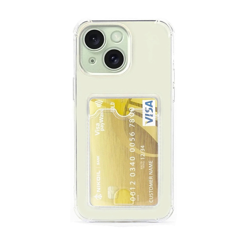 Чехол силиконовый Card Case для iPhone 15 Прозрачный