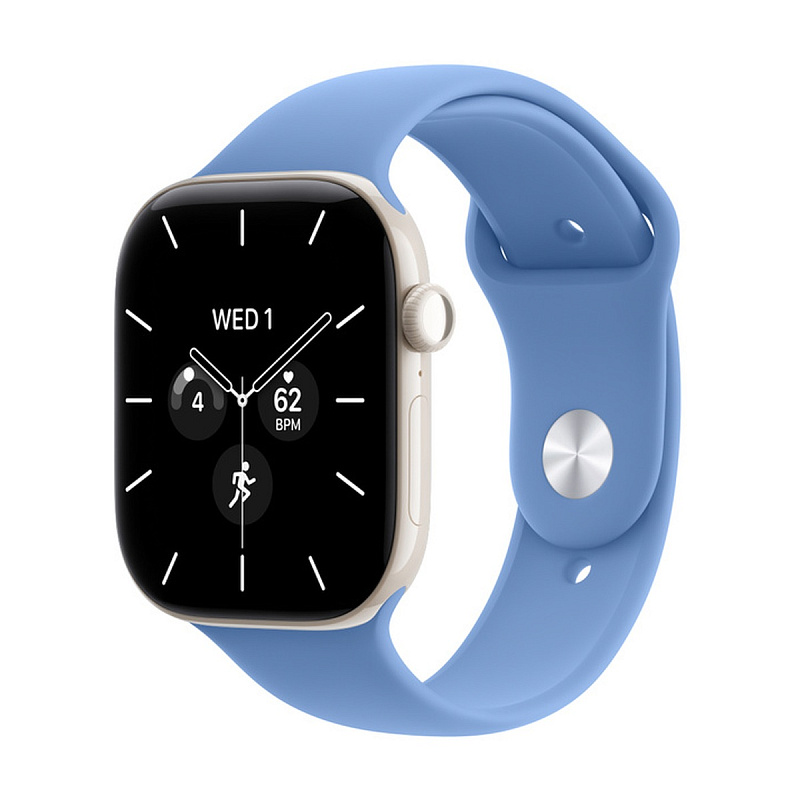 Смарт-часы Apple Watch Series 12 GPS + Cellular 46mm Pearl White Ceramic, Wildflower Blue Sport Band, размер M/L