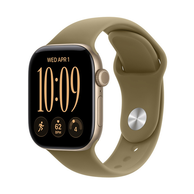 Смарт-часы Apple Watch Series 12 GPS 42mm Light Gold Aluminium, Olive Sport Band, размер S/M