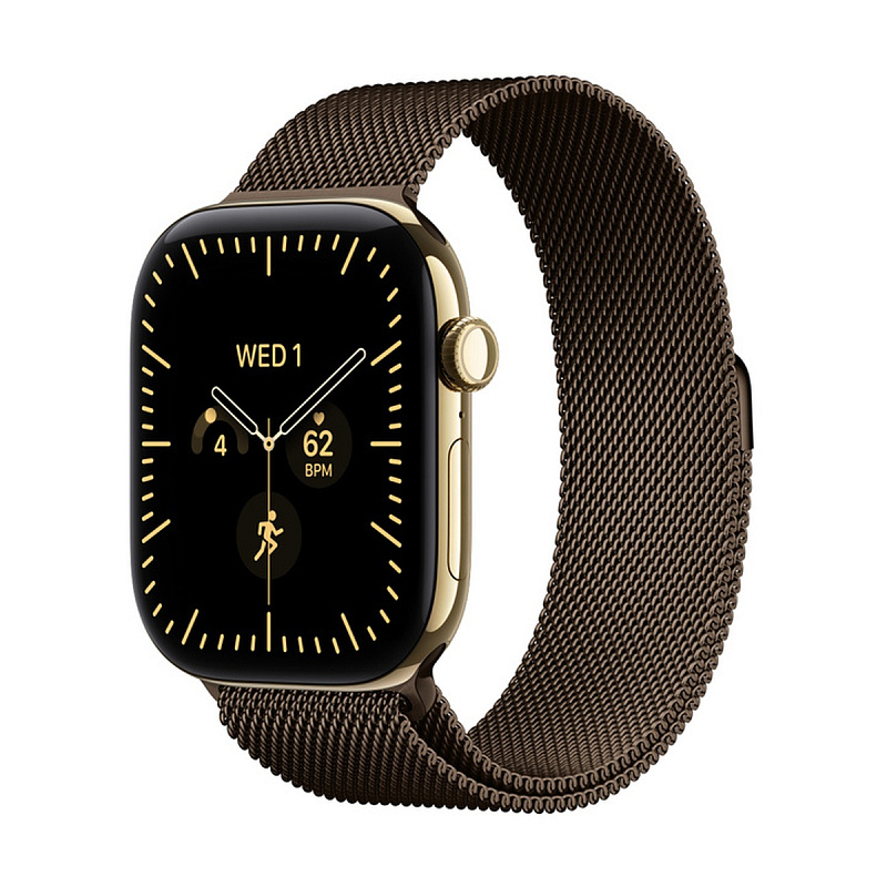 Смарт-часы Apple Watch Series 12 GPS + Cellular 46mm Radiant Gold Titanium, Dark Bronze Milanese Loop, размер S/M