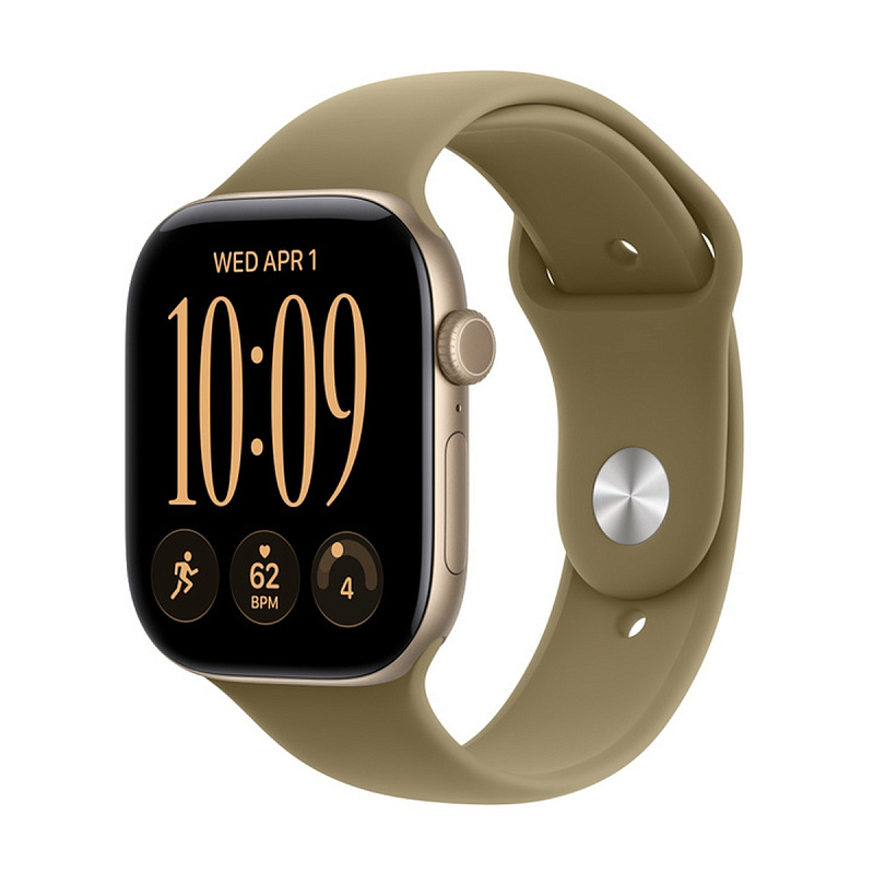 Смарт-часы Apple Watch Series 12 GPS 46mm Light Gold Aluminium, Olive Sport Band, размер M/L