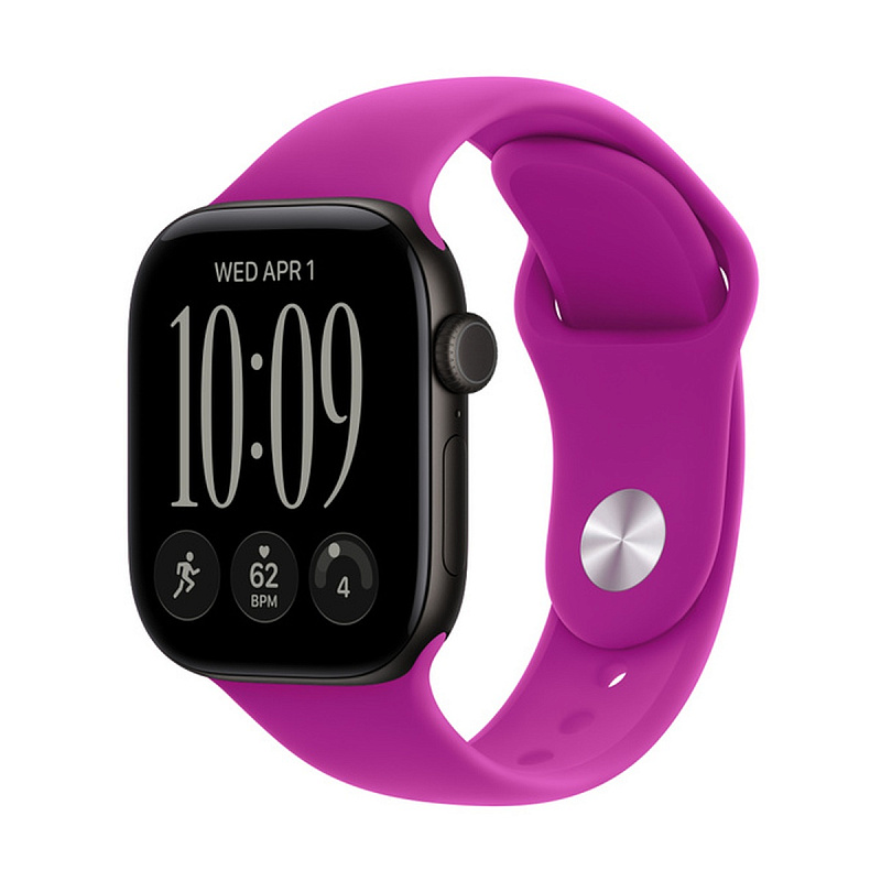 Смарт-часы Apple Watch Series 12 GPS 42mm Black Aluminium, Magenta Sport Band, размер S/M