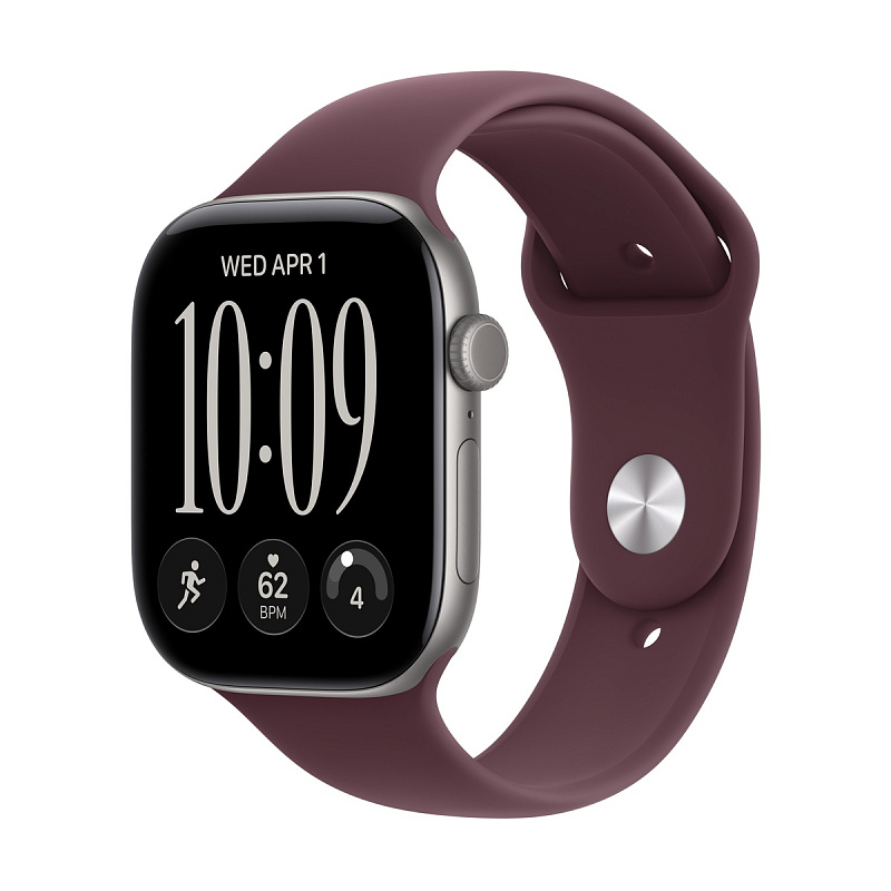 Смарт-часы Apple Watch Series 12 GPS 46mm Space Gray Aluminium, Burgundy Sport Band, размер M/L