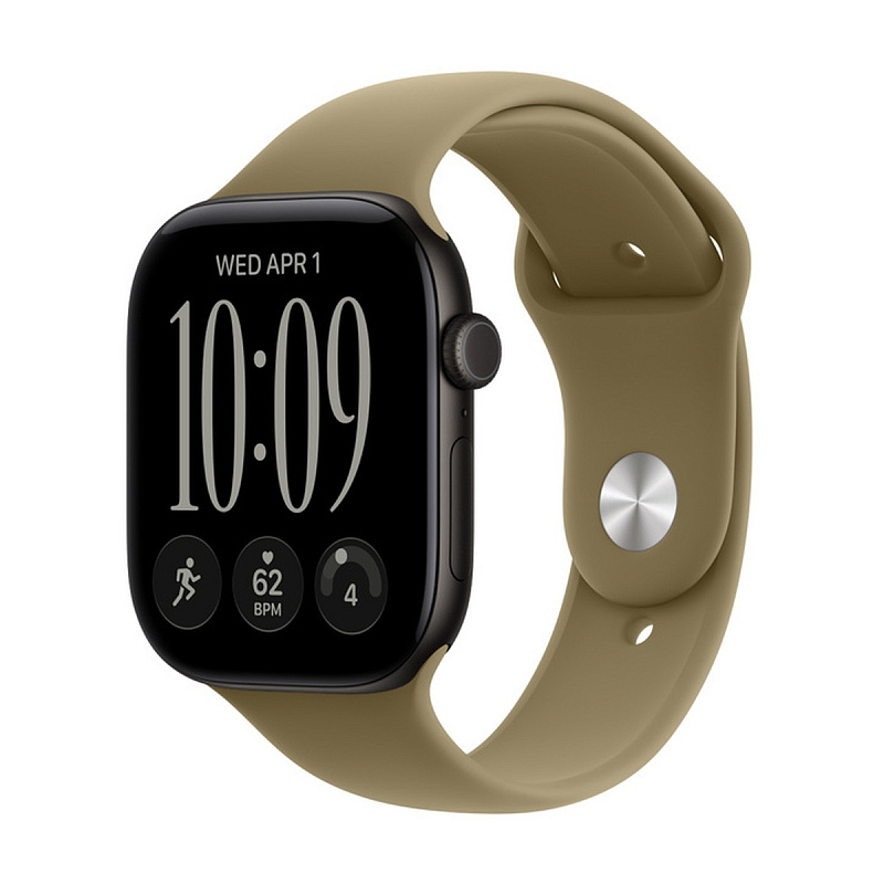 Смарт-часы Apple Watch Series 12 GPS 46mm Black Aluminium, Olive Sport Band, размер S/M