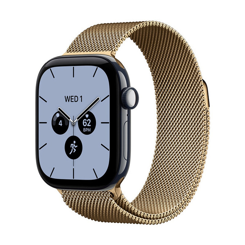 Смарт-часы Apple Watch Series 12 GPS + Cellular 42mm Night Blue Ceramic, Radiant Gold Milanese Loop
