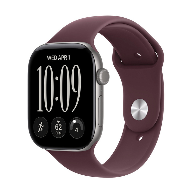 Смарт-часы Apple Watch Series 12 GPS 46mm Space Gray Aluminium, Burgundy Sport Band, размер S/M