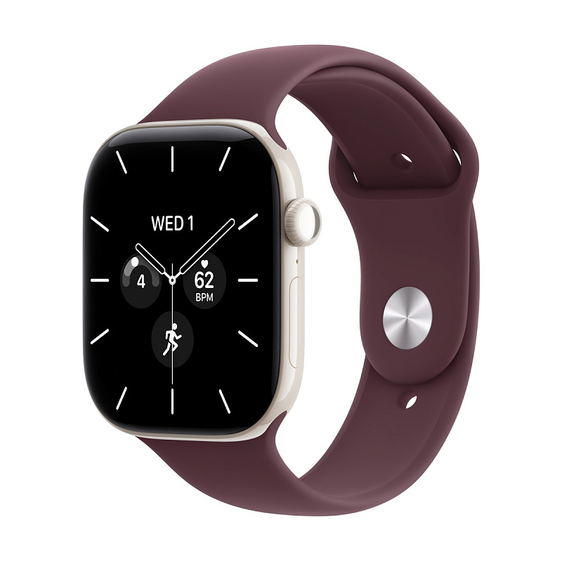 Смарт-часы Apple Watch Series 12 GPS + Cellular 46mm Pearl White Ceramic, Burgundy Sport Band, размер S/M