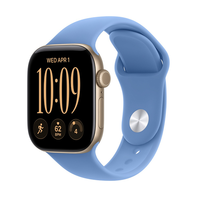 Смарт-часы Apple Watch Series 12 GPS 42mm Light Gold Aluminium, Wildflower Blue Sport Band, размер M/L