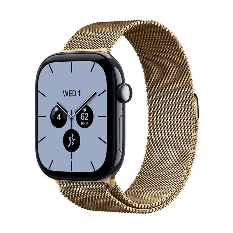 Смарт-часы Apple Watch Series 12 GPS + Cellular 46mm Night Blue Ceramic, Radiant Gold Milanese Loop, размер M/L