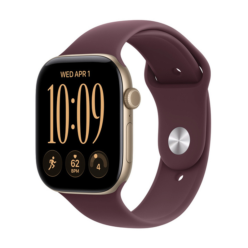 Смарт-часы Apple Watch Series 12 GPS 46mm Light Gold Aluminium, Burgundy Sport Band, размер S/M