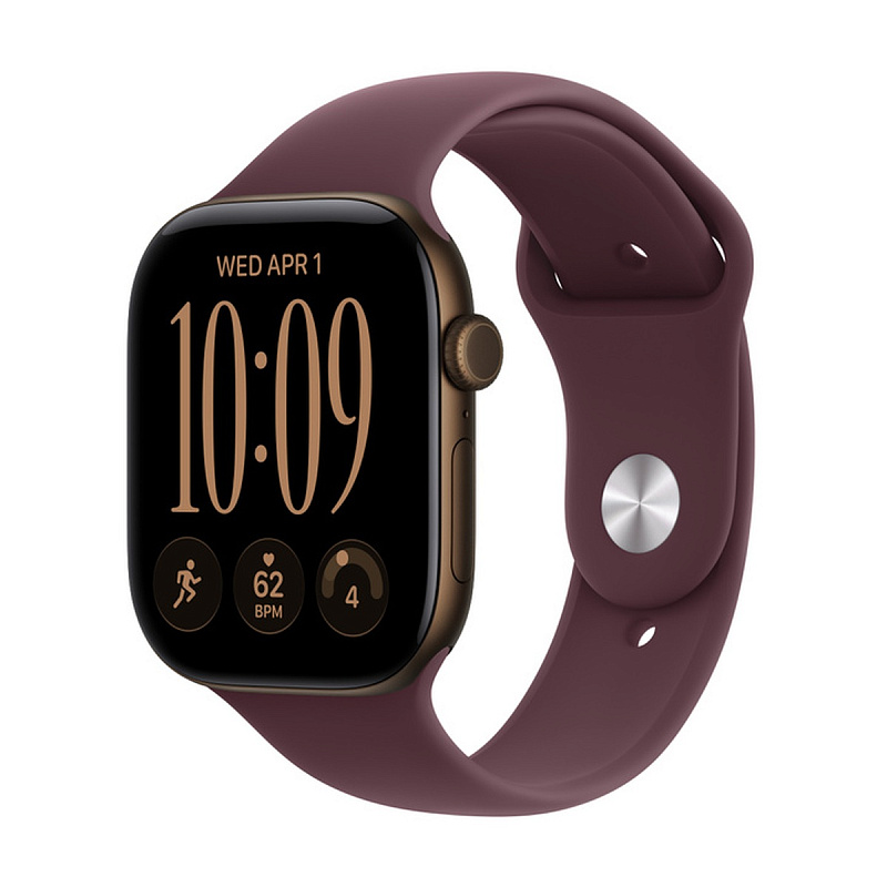 Смарт-часы Apple Watch Series 12 GPS 46mm Dark Bronze Aluminium, Burgundy Sport Band, размер S/M