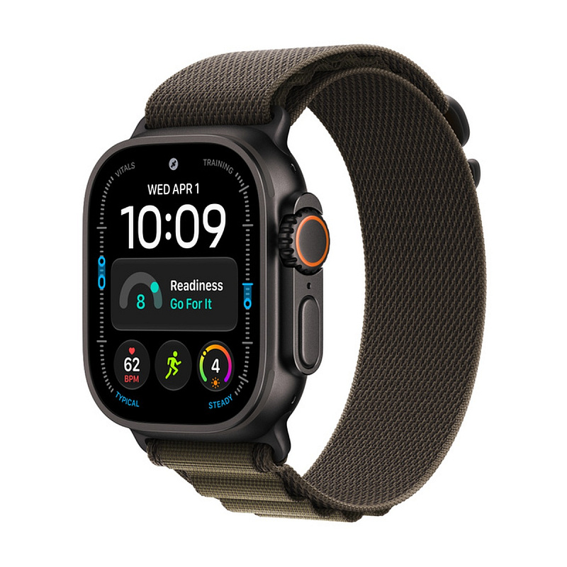 Смарт-часы Apple Watch Ultra 4 GPS + Cellular 49mm Black Titanium, Dark Olive Alpine Loop, размер Medium