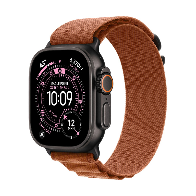 Умные часы Apple Watch Ultra 3, 49 мм, Black Titanium, ремешок Terra Cotta Alpine Loop L