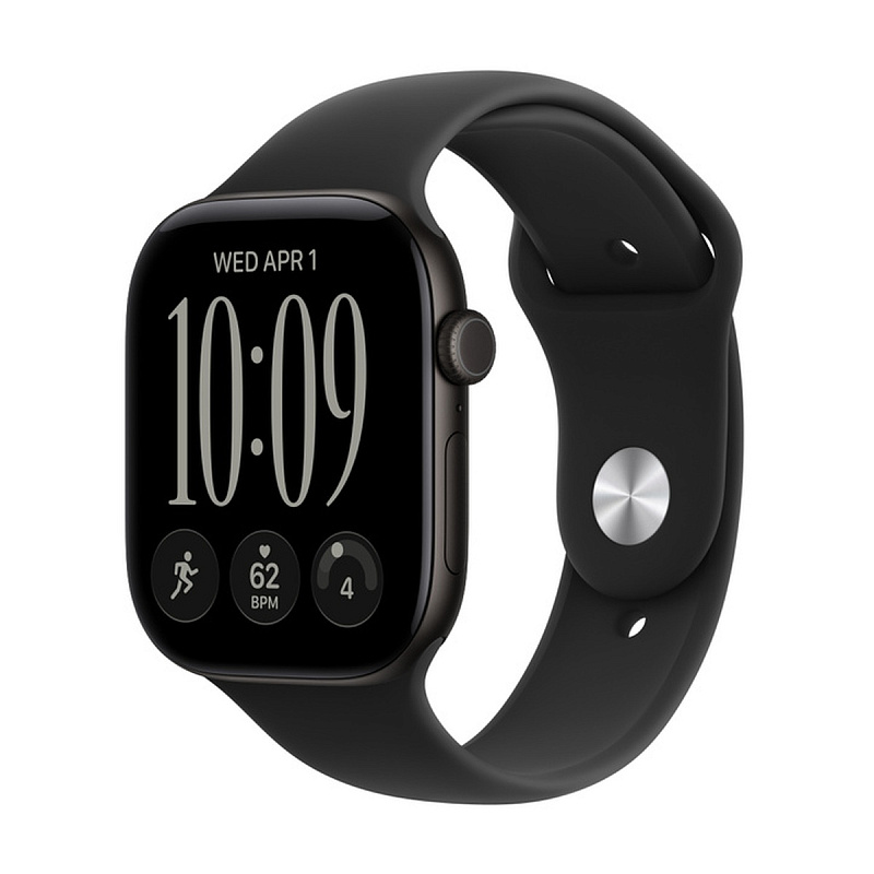 Смарт-часы Apple Watch Series 12 GPS 46mm Black Aluminium, Black Sport Band, размер M/L
