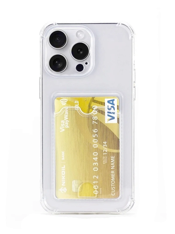 Чехол Silicone Card Case для iPhone 15 Pro Прозрачный
