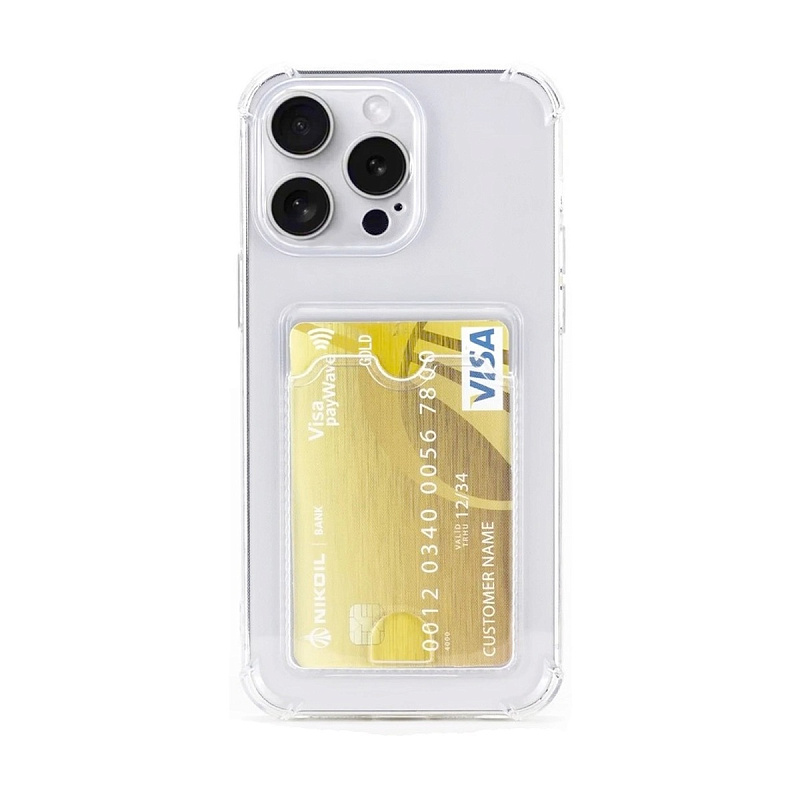 Чехол Silicone Card Case для iPhone 15 Pro Прозрачный