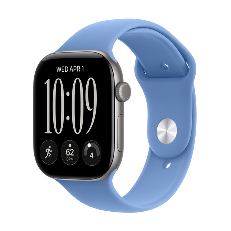Смарт-часы Apple Watch Series 12 GPS 46mm Space Gray Aluminium, Wildflower Blue Sport Band, размер S/M