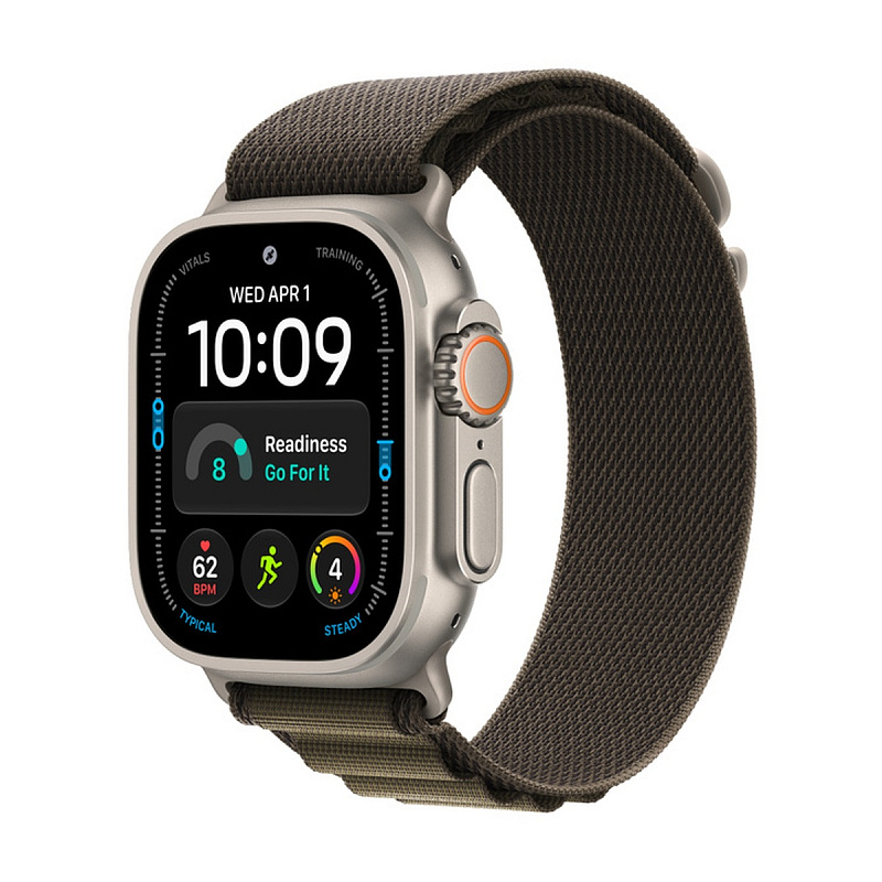 Смарт-часы Apple Watch Ultra 4 GPS + Cellular 49mm Natural Titanium, Dark Olive Alpine Loop, размер Small