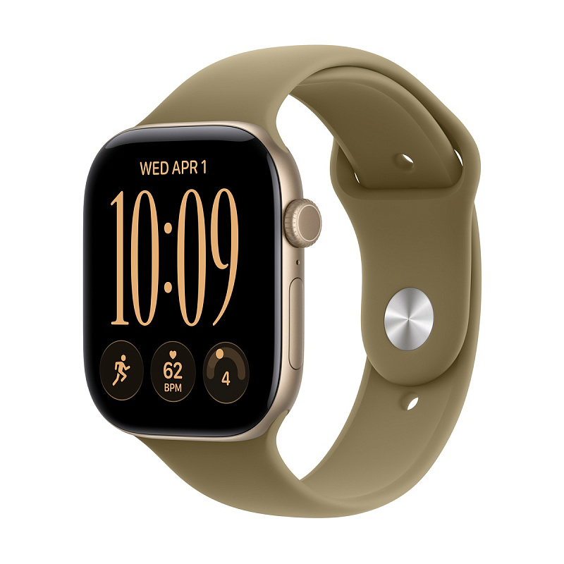 Смарт-часы Apple Watch Series 12 GPS 46mm Light Gold Aluminium, Olive Sport Band, размер S/M