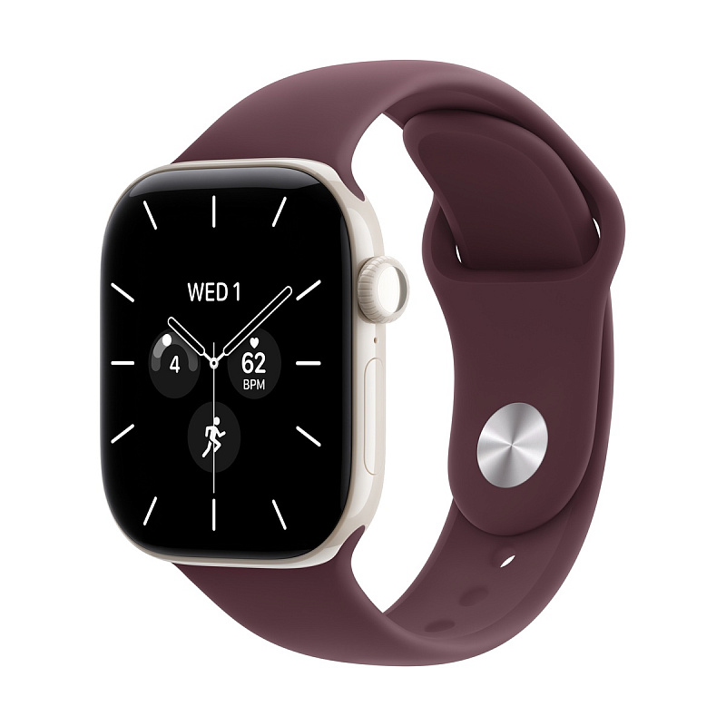 Смарт-часы Apple Watch Series 12 GPS + Cellular 42mm Pearl White Ceramic, Burgundy Sport Band, размер S/M