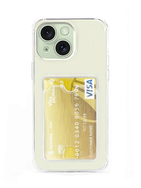 Чехол силиконовый Card Case для iPhone 15 Прозрачный