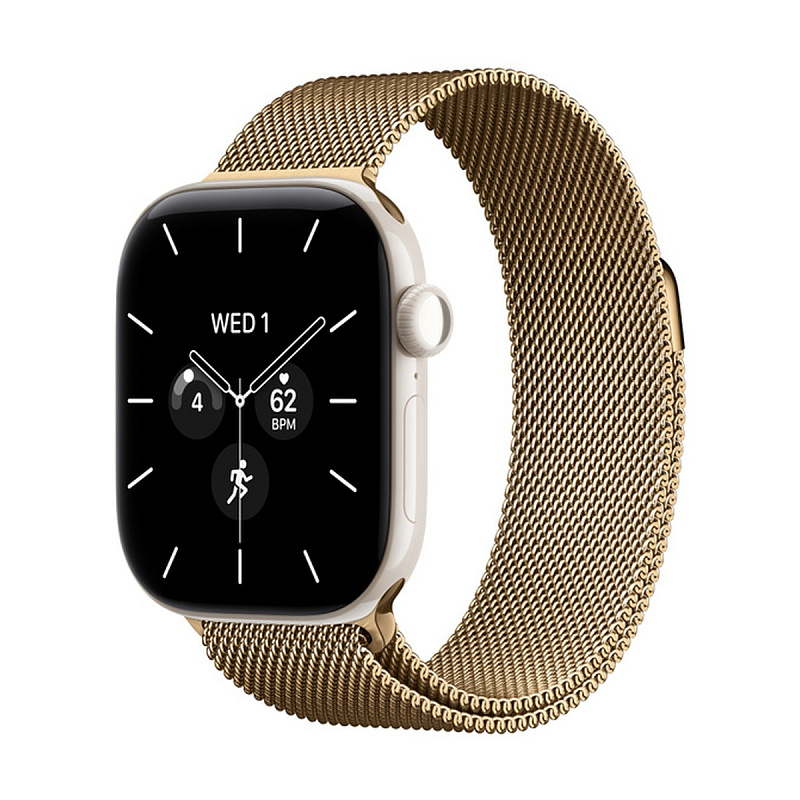 Смарт-часы Apple Watch Series 12 GPS + Cellular 42mm Pearl White Ceramic, Radiant Gold Milanese Loop