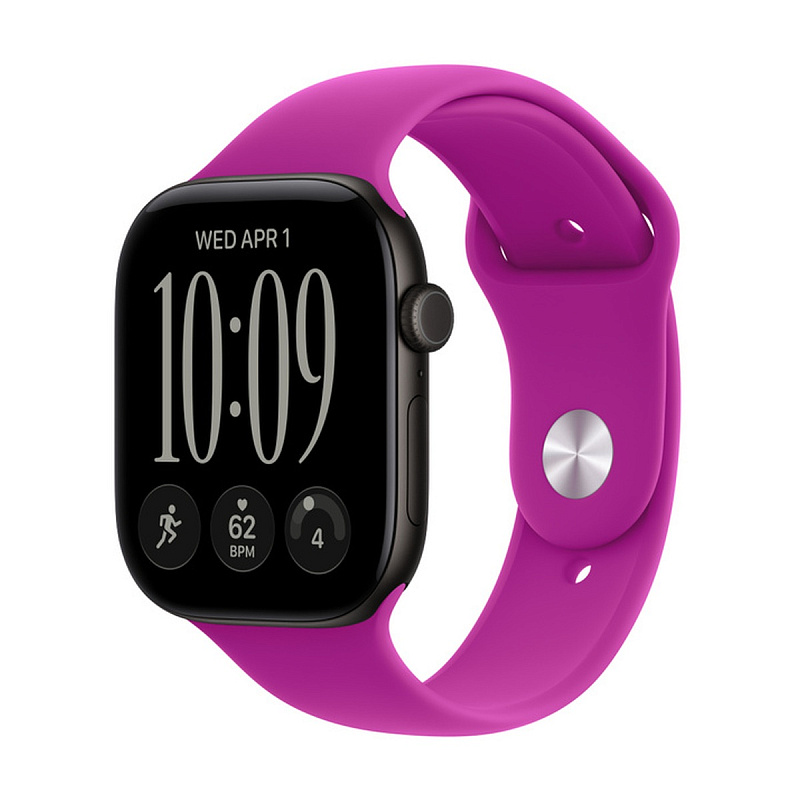 Смарт-часы Apple Watch Series 12 GPS 46mm Black Aluminium, Magenta Sport Band, размер S/M