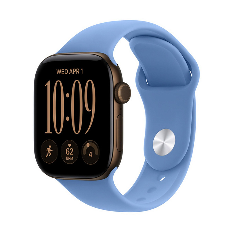 Смарт-часы Apple Watch Series 12 GPS 42mm Dark Bronze Aluminium, Wildflower Blue Sport Band, размер S/M