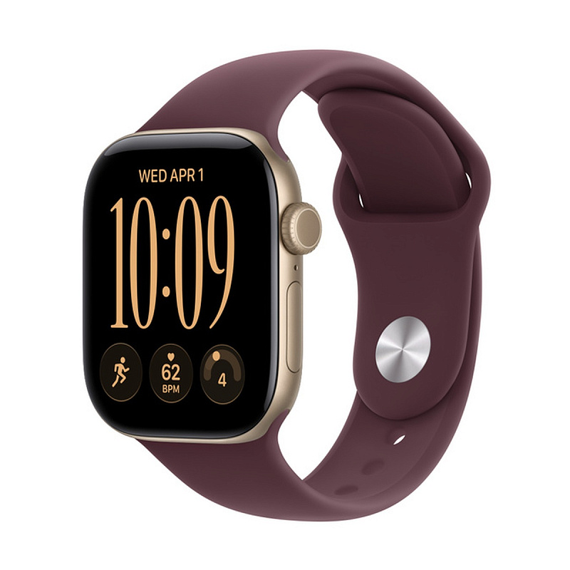 Смарт-часы Apple Watch Series 12 GPS 42mm Light Gold Aluminium, Burgundy Sport Band, размер S/M
