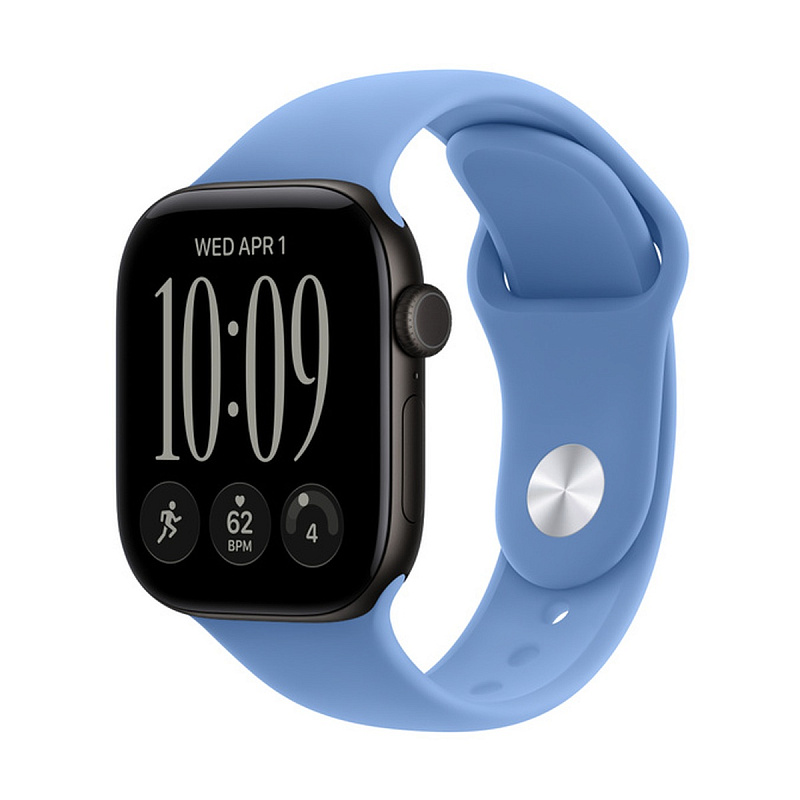 Смарт-часы Apple Watch Series 12 GPS 42mm Black Aluminium, Wildflower Blue Sport Band, размер S/M
